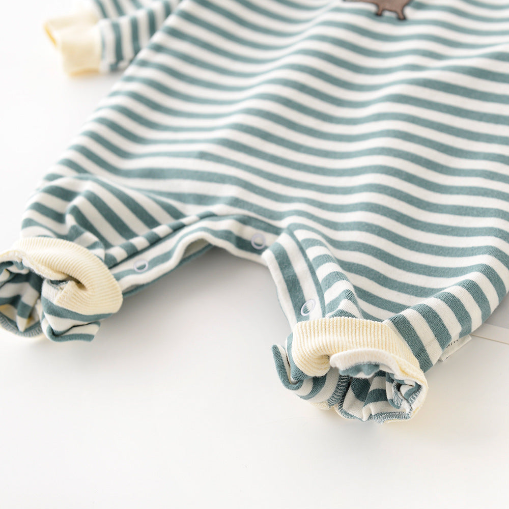 Dinosaur Embroidered Striped Romper – detail view 3
