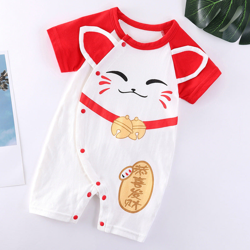 Short-Sleeve Cotton Romper, 16 Designs – Lucky cat