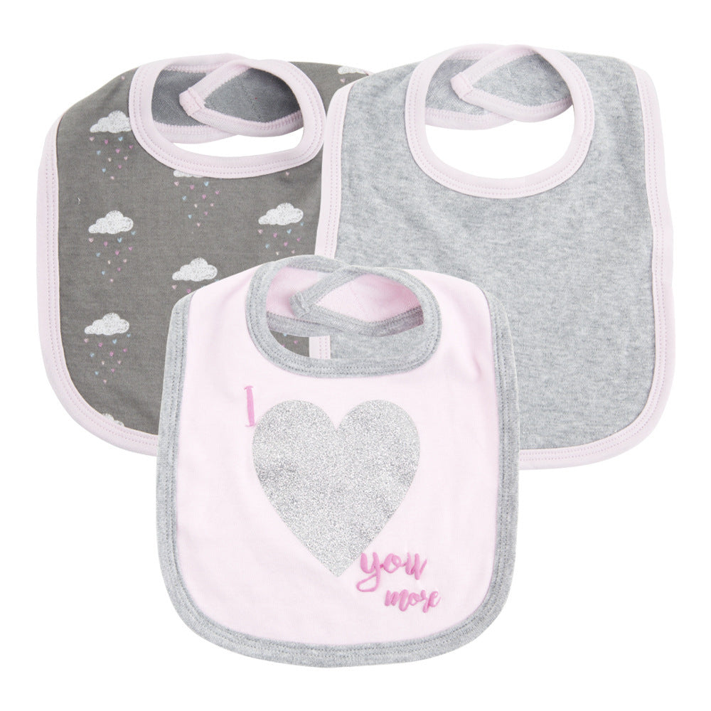 Cotton Bib Set, 3-Pack – Hearts & clouds