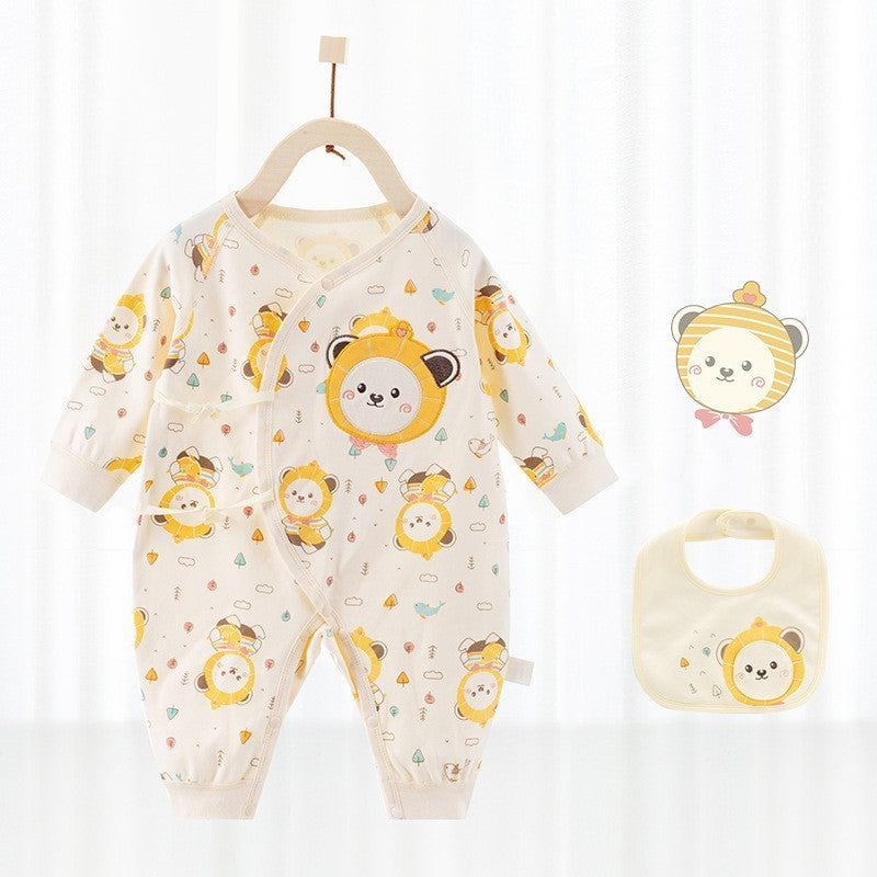 Newborn Wrap-Front Cotton Bodysuit – Cute bear