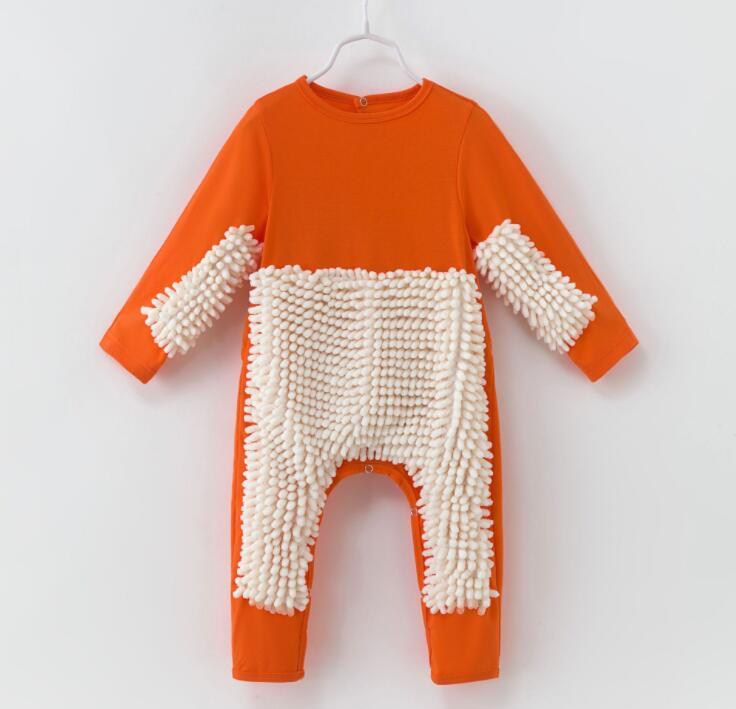 Chenille Mop Crawling Romper – Orange