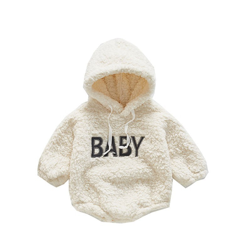 Teddy Fleece Hooded 'BABY' Romper – detail view 5