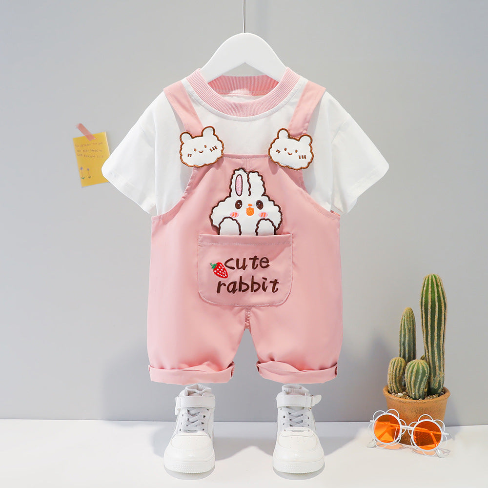 Cartoon Dungarees & T-Shirt Set – Cute rabbit