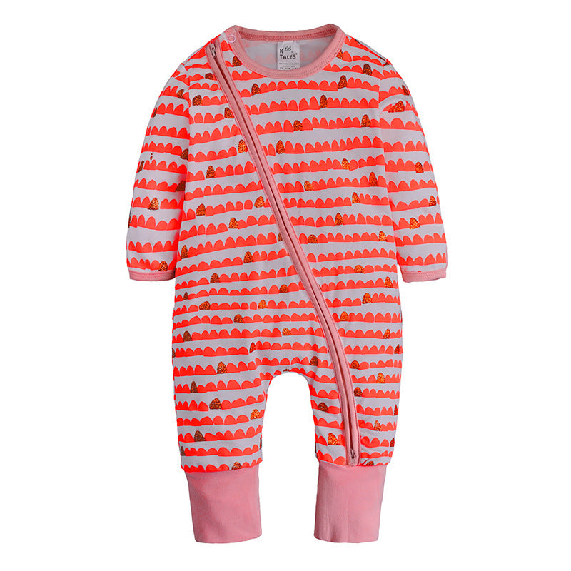 Zip-Up Long-Sleeve Sleepsuit – Red stripes
